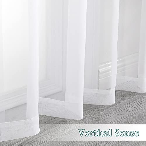 White Sheer Curtains 96 inches Long 2 Panels Set (White / 42"W x 96"L (Pack of 2))