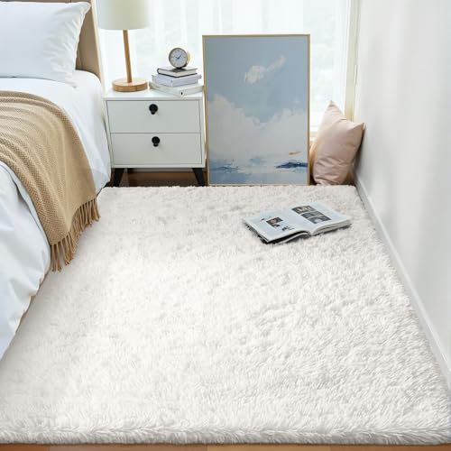 Area Rugs for Living Room Bedroom (4x5.9 Ft / Ivory)