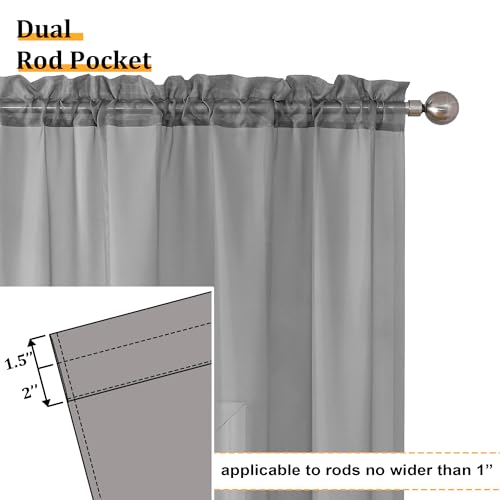 Grey Sheer Curtains for Bedroom (40"W x 63"L (Pack of 2) / Charcoal Grey)