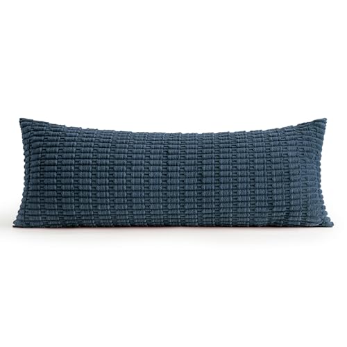 Lumbar Corduroy Throw Pillow Cover for Bed 14x36 Blue Pack of 1 (Blue / 36" x 14" (Pack of 1))
