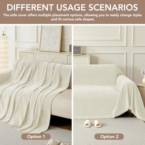 Couch Cover for Sofa (Cream / 91*150 inch)