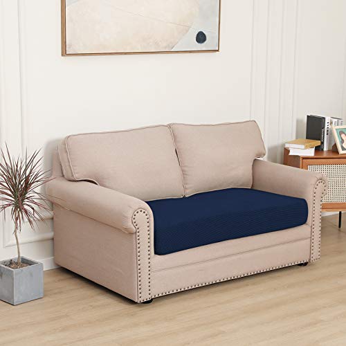 Stretch 1 Piece Loveseat Couch Cushion Cover for Sofa (Medium / Navy)