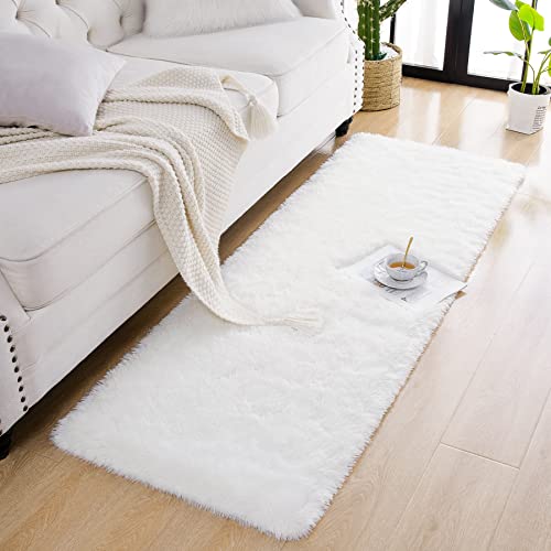 Soft Runner Rug for Bedroom Living Room Plush Fluffy Rugs 2x6 (Cream / 3' x 6' (Runner))