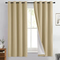 Beige 100% Blackout Curtains 63 Inches Long for Bedroom 50" Wide (50"W x 63"L (Pack of 2) / Beige With White Backing)