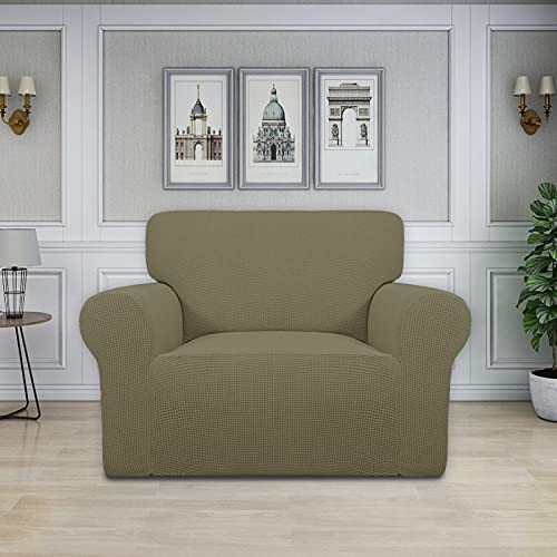Stretch Oversized Chair Slipcover with Arm Washable Khaki (Small-XL Chair / Khaki)