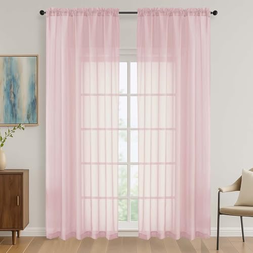 Blush Pink Bedroom Curtains 2 Panel Sets 90 Inch Length (Blush Pink / 59"W x 90"L (Pack of 2))