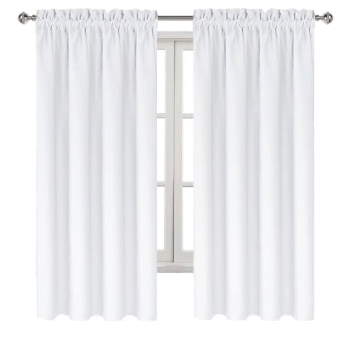 White Curtains 50% Light Blocking for Living Room 72 Inch 2 Panels (Pure White / 42"W x 72"L (Pack of 2))