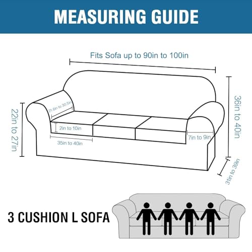 4 Piece Stretch Sofa Covers for 3 Cushion Couch Covers for Living Room Furniture Slipcovers (Large Plus / Bronze Green)