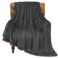 Fleece Blanket Soft Plush Throw for Couch Charcoal Grey 50"x70" (Charcoal Grey / Throw XL(50"x70"))