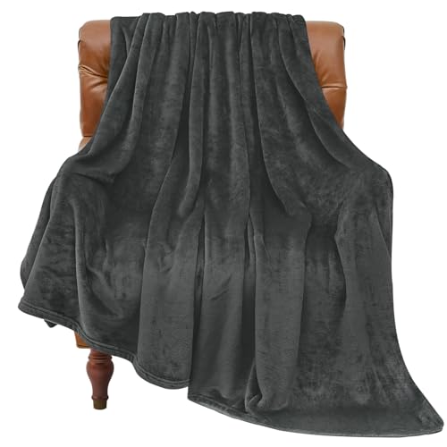 Fleece Blanket Soft Plush Throw for Couch Charcoal Grey 50"x70" (Charcoal Grey / Throw XL(50"x70"))