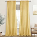 Gold Curtains for Living Room Back Tab Modern Farmhouse Semi Sheer Curtains 108 inches Long 2 Panels Set Muted Neutral Window Curtain for Dining Room Bedroom 52x108 (Rich Gold / 52"W x 108"L (Pack of 2))
