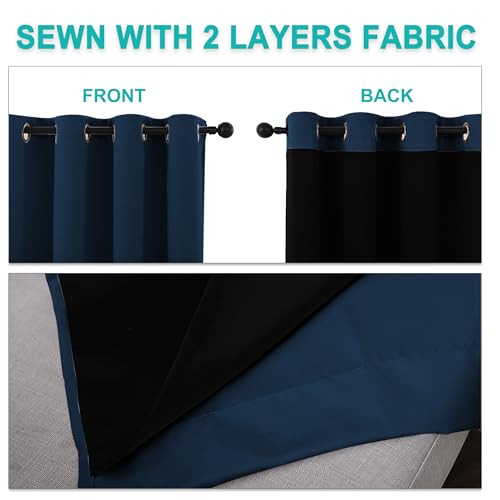 100% Blackout Curtains with Black Liners (Moroccan Blue / 70"W x 63"L (Pack of 2))