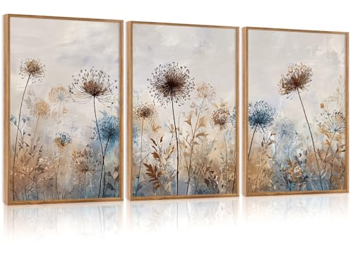 Dandelion Wall Art Framed Canvas Wall Art Set Of 3 (Dandelion)