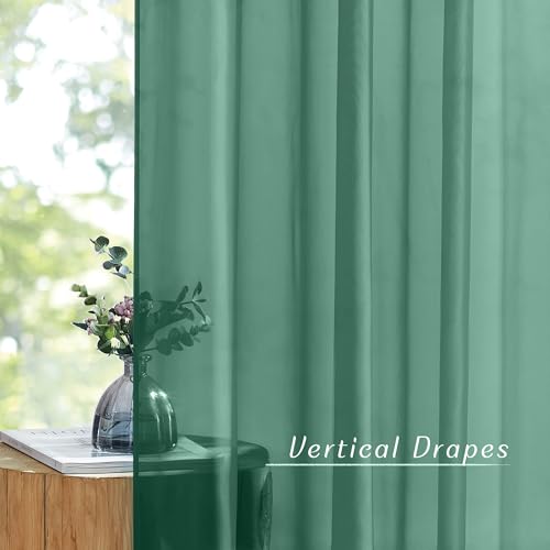 Green Sheer Curtains for Chirstmas Day (Sante Green / 54"W x 84"L (Pack of 2))