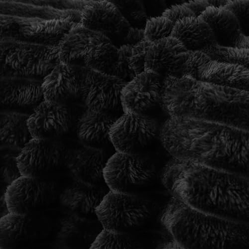 Black Fleece Throw Blanket 108”×90” for Couch Sofa Livingroom (Black / 108×90inch)