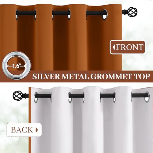100% Blackout Curtains 52x72 inch Length Burnt Orange (Burnt Orange / 52"W x 72"L (Pack of 2))