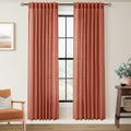80 inch Linen Terracotta Curtains 2 Panels for Living Room Back Tab Light Filtering Semi Sheer Rust Colored 80 inches Long Soft Thick Cotton Cloth Textured Rustic Boho Farmhouse Room Decor (Terracotta / 52"W x 80"L (Pack of 2))