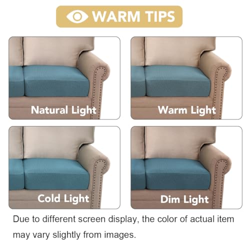 Super Stretch Individual Seat Cushion Covers Sofa Covers Couch Cushion Covers Slipcover Sets Thick Jacquard Textured Twill Fabric (Storm Blue / 2 Cushion Loveseat)