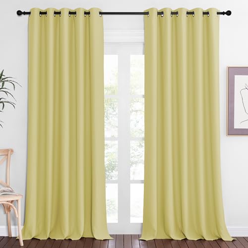 Blackout Curtains 84 Inch Length (Paler Yellow / 66"W x 102"L (Pack of 1))