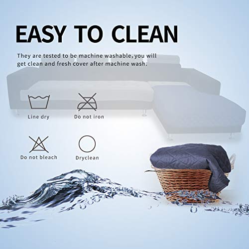 Sectional Couch Covers for Dogs L Shape Sofa Cover Reversible Sofa Slipcover Chaise Lounge Cover Furniture Protector Cover for Pets Dog Cat (42" x 52" / Dark Blue/Dark Blue)