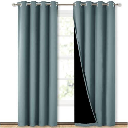 Greyish Blue Blackout Curtains for Baby Room 52" x 84" 2 Panels (Greyish Blue / 52"W x 84"L (Pack of 2))