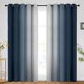 Ombre Navy Blue to Grey White Curtains for Living Room 62Wx96L (62"W x 96"L (Pack of 2) / Navy Blue)