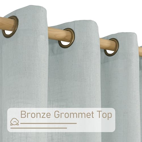 Semi Sheer Linen Curtains 95 Inch Length for Living Room 2 Panels (52"W x 95"L (Pack of 2) / Greyish Blue)