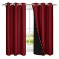 100% Blackout Short Curtains with Black Liners (Burgundy Red / 37"W x 63"L (Pack of 2))