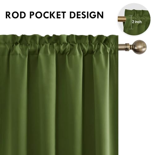 Short Blackout Curtains 52 x 36 Inch for Kitchen RV Bunk Olive Green (Olive Green / 52"W x 36"L (Pack of 2))