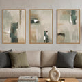 Large Abstract Green Brown Framed Canvas Wall Art (Abstract Green Brown Wall Art / 24"L x 36"W)
