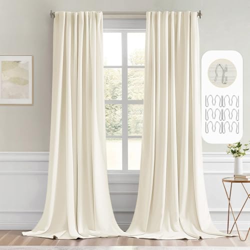 Birch Back Tab Blackout Curtains 52x96 Inch Long 2 Panels Set (Birch / 52"W x 96"L (Pack of 2))