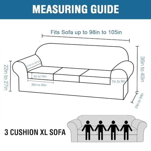 Velvet 4 Piece High Stretch Sofa Slipcover Sofa Cover Furniture Protector Form Fit Luxury Thick Velvet Extra Large Sofa Cover for 3 Cushion Couch Width Up to 105 Inch (3 Cushion XL Sofa / Navy)