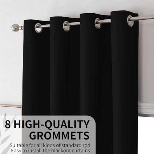 Blackout Curtains 108 Inches Long (Bright Black / 52"W x 108"L (Pack of 2))