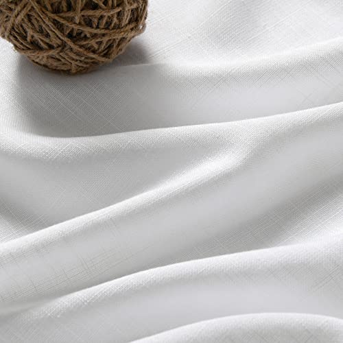 Linen White Curtains 120 inch Extra Long for Living Room Back Tab Light Filtering Semi Sheer Drapes Modern Farmhouse Coastal Decor Off White Cotton Curtain for Floor to Ceiling Window 10 FT (52"W x 120"L (Pack of 2) / White)