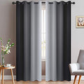 Greyish White and Black Ombre Curtains for Bedroom (52"W x 84"L (Pack of 2) / Black)