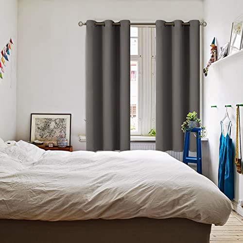 Grey Blackout Curtains for Bedroom 72 Inch Long (Grey / 42"W x 72"L (Pack of 2))