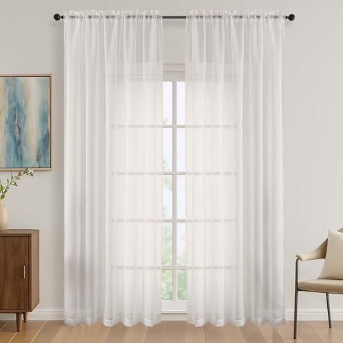 Ivory Bedroom Curtains 2 Panel Sets 90 Inch Length (Ivory / 59"W x 90"L (Pack of 2))