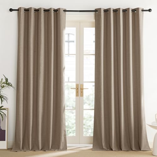 Burlap Vintage Open Linen Weave Flax Thermal Curtains (62"W x 90"L (Pack of 2) / Burlap)
