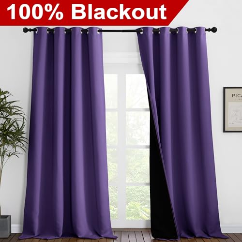 100% Blackout Blinds (Lilac Purple / 52"W x 120"L (Pack of 2))
