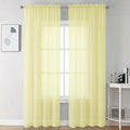 Sheer Curtains 90 inches Long 2 Panels (Light Yellow / 42"W x 90"L (Pack of 2))