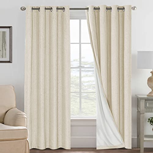100% Blackout Curtains for Bedroom Thermal Insulated POLYESTER (Bleached Sand / 52"W x 84"L (Pack of 2))