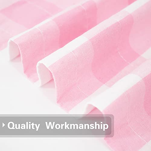 Buffalo Check Window Curtains 48 inches Long Living Room Bedroom Cotton Plaid Gingham Farmhouse Rustic Decor Curtains 2 Panels Rod Pocket Kitchen Basement Curtain Panels Pink White 52"x48" (52"W x 48"L (Pack of 2) / Pink+white)