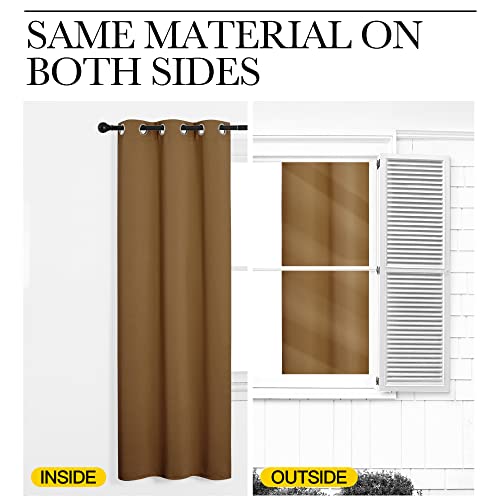 Sleek Blackout Curtains 63 inches Length for Small Windows (Gold Brown / 42"W x 63"L (Pack of 2))