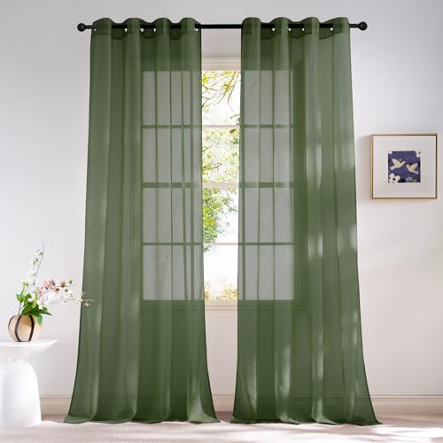 Voile Sheer Forest Green Christmas Curtains (Forest Green / 54"W x 84"L (Pack of 2))