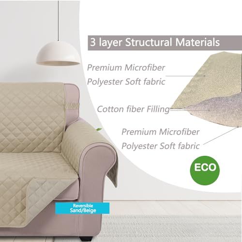 Loveseat Sofa Cover for 2 Cushion Couch (Sand/Beige / 45''loveseat-small)