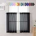 36 Inch Black Curtains Sheer Tiers for Kitchen Set of 2 Pieces (Black / 40"W x 36"L (Pack of 2))