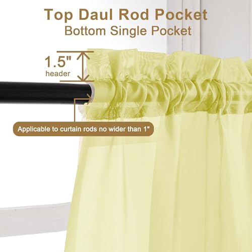Sheer Curtains 54 Inch Long 2 Panels Set (Lemon / 42"W x 54"L (Pack of 2))