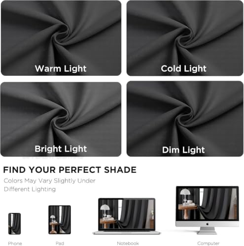 Dark Grey Blackout Curtains 84 inch Length 2 Panels Set (Dark Grey / 52"W x 84"L (Pack of 2))