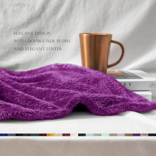 Fuzzy Large Fleece Throw Blanket for Couch (Purple / 50x70 IN)
