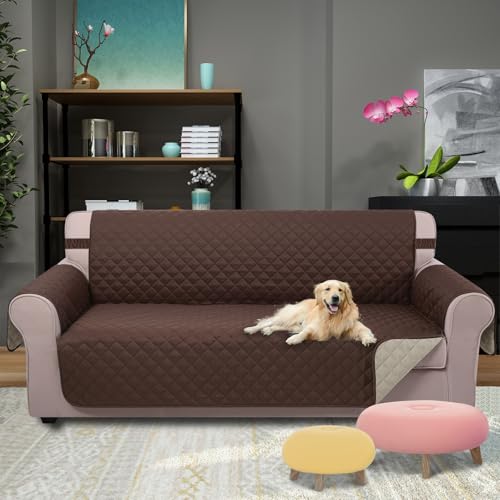 Reversible Sofa Cover Couch Cover for Dogs (Coffee/Beige / 68"sofa L - Large)